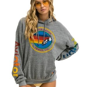 AVIATOR NATION RELAXED PULLOVER HOODIE - HEATHER GREY